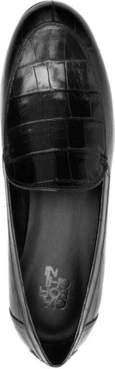 Gia Borghini Zwarte Krokodillenprint Money Moccasin Schoenen