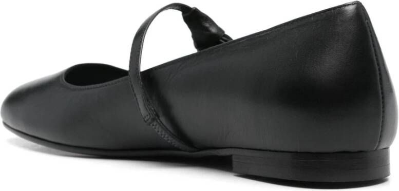 Gia Borghini Zwarte Leren Ballerina Platte Schoenen Black Dames
