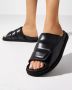 Gia Borghini Zwarte leren sandalen met klittenbandsluiting - Thumbnail 2