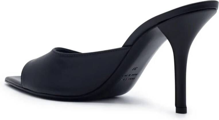 Gia Borghini Zwarte leren sandalen met logohak