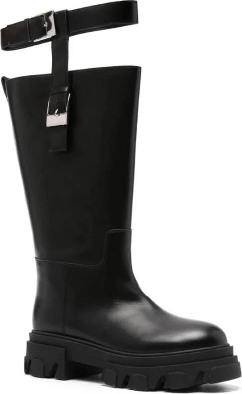 Gia Borghini Zwarte regenlaarzen met gespsluiting Black Dames