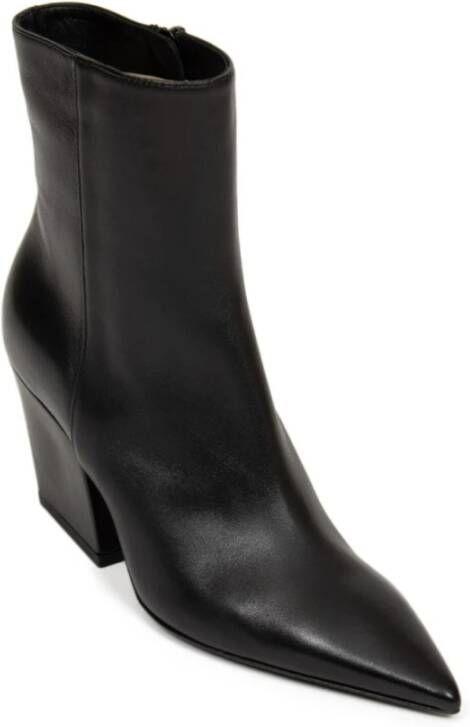 Giampaolo Viozzi Zwarte leren enkellaars Asymmetrische hak Black Dames