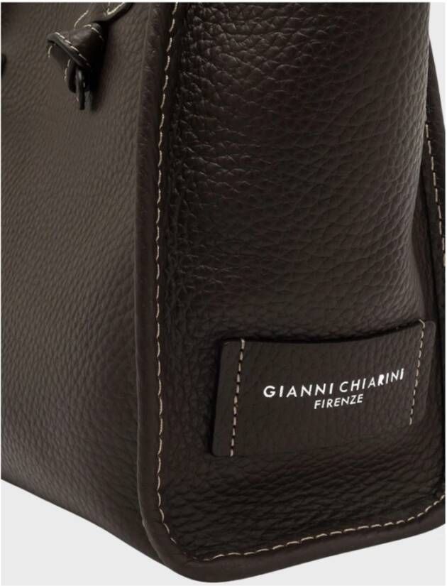 Gianni Chiarini Bruine leren boodschappentas met afneembare schouderband