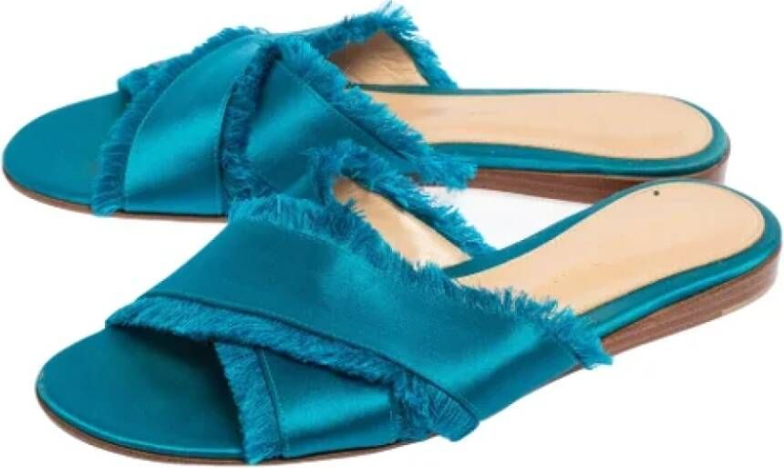 Gianvito Rossi Pre-owned Satin sandals Blue Dames