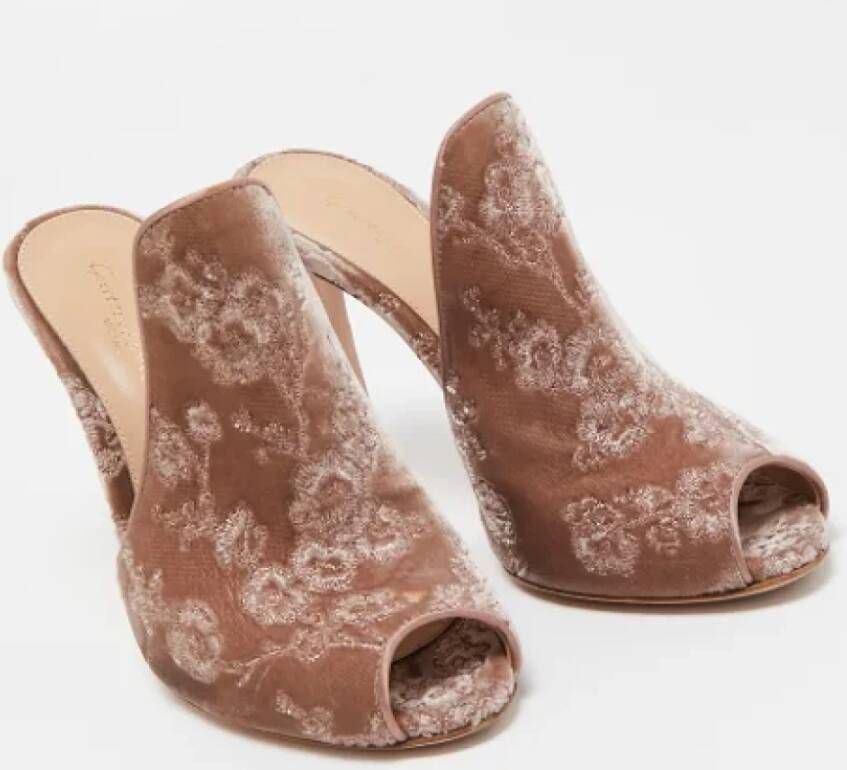 Gianvito Rossi Pre-owned Velvet mules Beige Dames