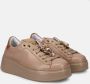 Gio+ Beige Leren Sneakers met Gelamineerd Detail Beige Dames - Thumbnail 2