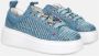 Gio+ Blauwe Leren Sneakers met Raffia Blue Dames - Thumbnail 3