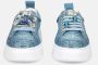 Gio+ Blauwe Leren Sneakers met Raffia Blue Dames - Thumbnail 4