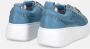 Gio+ Blauwe Leren Sneakers met Raffia Blue Dames - Thumbnail 5
