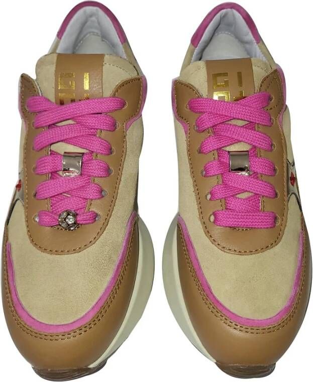 Gio+ Bruine Sneakers uit Italië Brown Dames
