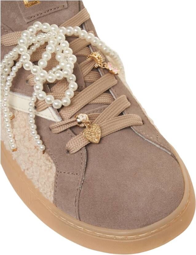 Gio+ Elegante Marrone Sneakers met pareldetails