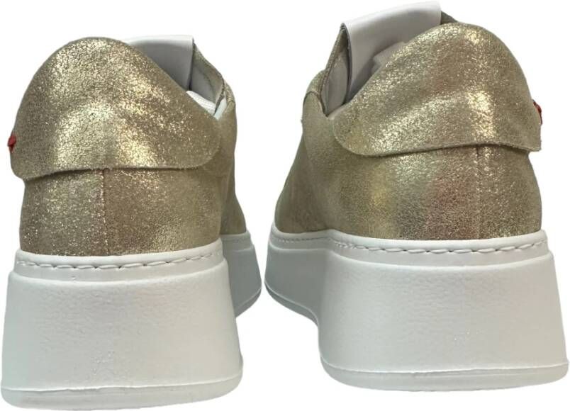 Gio+ Gelamineerde kalfsleren sneaker met verwijderbare accessoires Yellow Dames