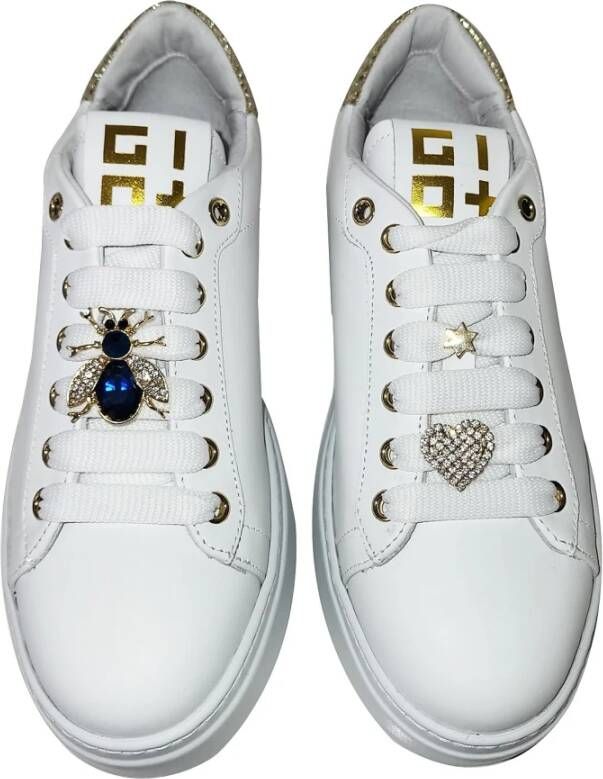 Gio+ Italiaanse Leren Platform Sneakers White Dames