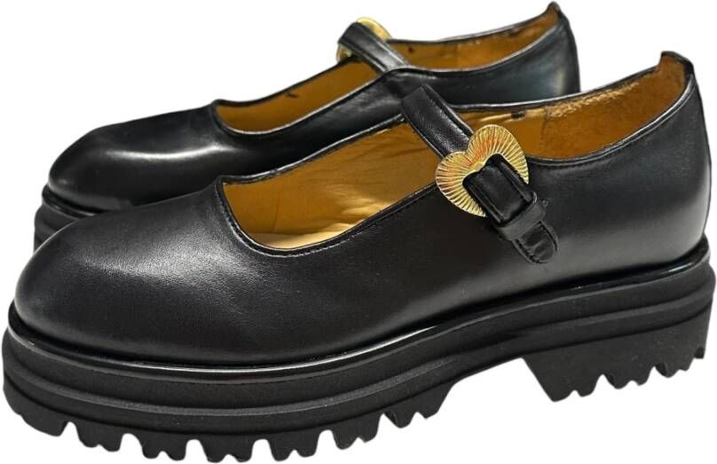 Gio+ Leren Mocassin met Open Kraag Black Dames