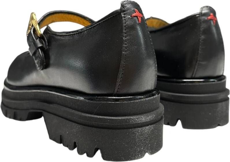 Gio+ Leren Mocassin met Open Kraag Black Dames