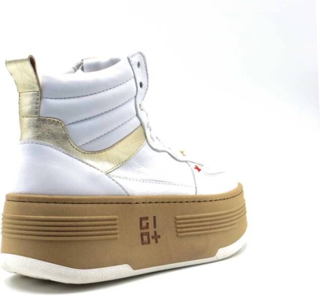 Gio+ Leren Sneaker met Turkooise Accenten White Dames