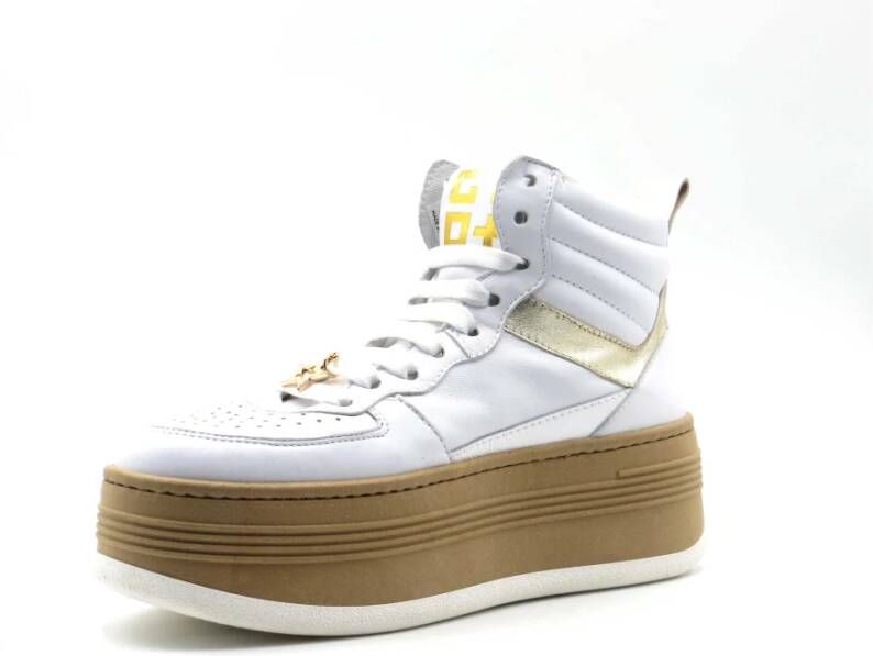 Gio+ Leren Sneaker met Turkooise Accenten White Dames