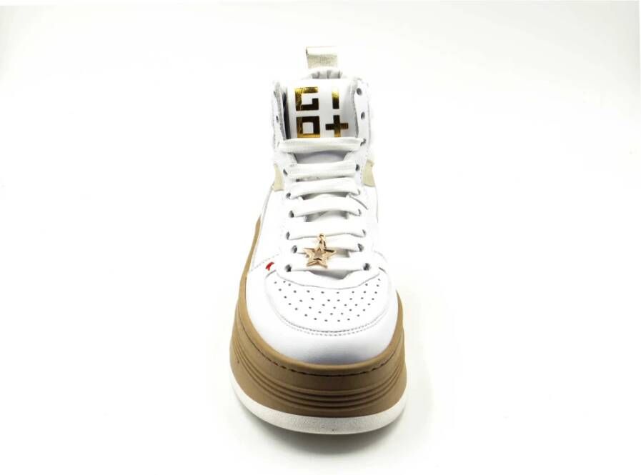 Gio+ Leren Sneaker met Turkooise Accenten White Dames