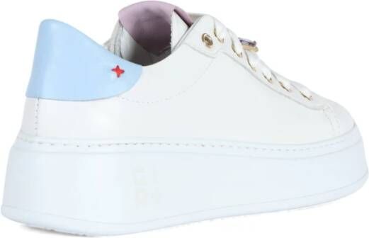 Gio+ Leren Sneakers met Contrast Inzetstukken White Dames