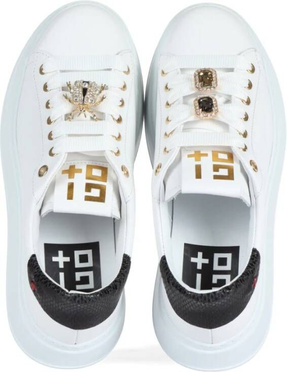 Gio+ Leren Sneakers met Verwijderbaar Detail White Dames