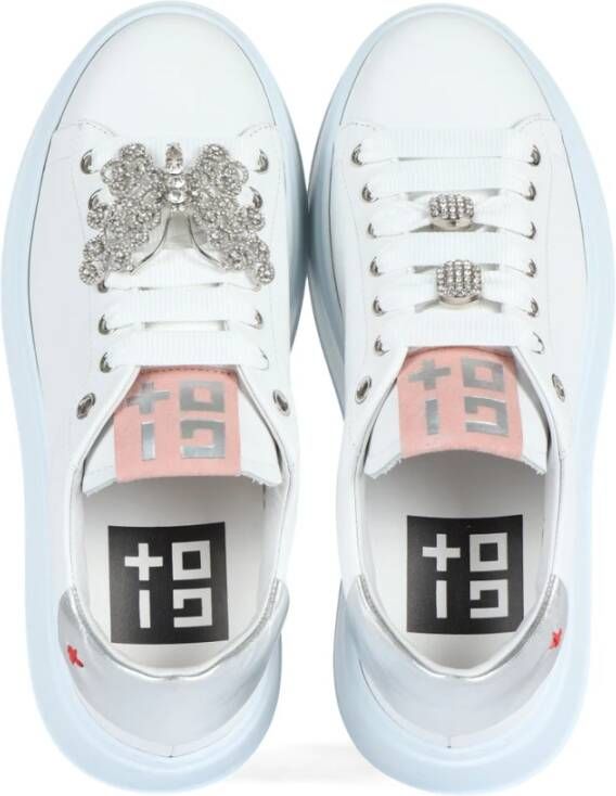 Gio+ Leren Sneakers met Vlinder Detail White Dames