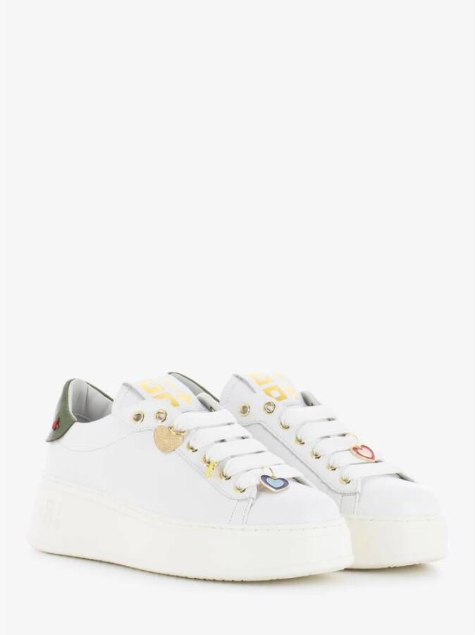 Gio+ Pia Combi Wit Groen Leren Sneakers White Dames