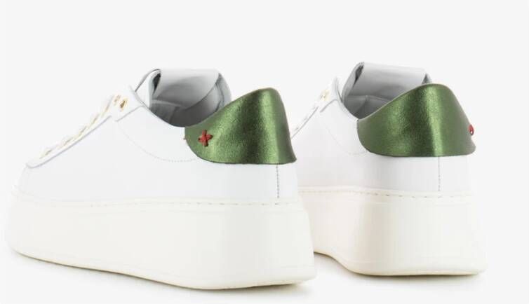 Gio+ Pia Combi Wit Groen Leren Sneakers White Dames