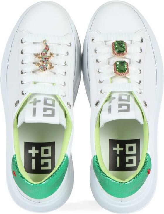 Gio+ Pia180C Geco Leren Sneakers Green Dames