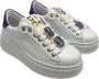Gio+ Sneakers van verwijderbare accessoires leer met 5 cm rubberen zool White Dames - Thumbnail 3