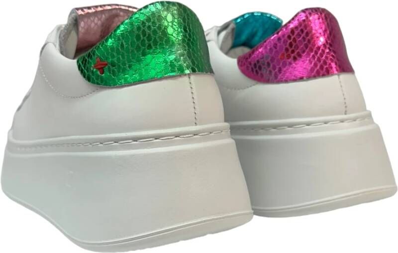 Gio+ Witte kalfsleren sneaker met verwijderbare accessoires White Dames