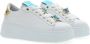 Gio+ Witte leren damessneakers met turquoise en gouden accenten - Thumbnail 2