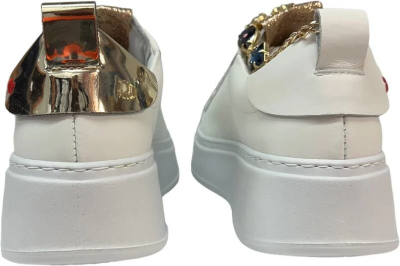 Gio+ Witte leren sneaker met verwijderbare accessoires White Dames