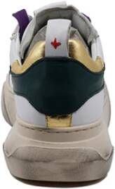 Gio+ Witte leren sneakers met gelamineerd detail