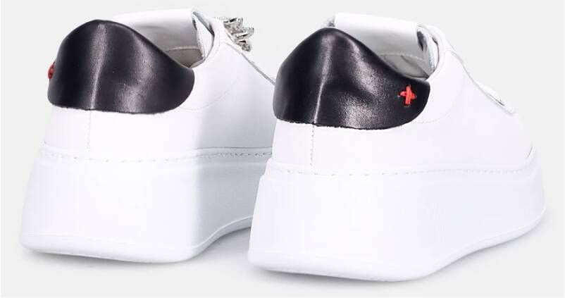 Gio+ Witte Leren Sneakers met Gelamineerd Detail Wit Dames