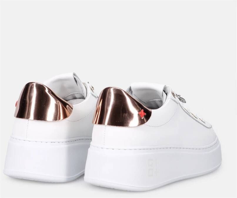 Gio+ Witte leren sneakers met gelamineerd detail Wit Dames