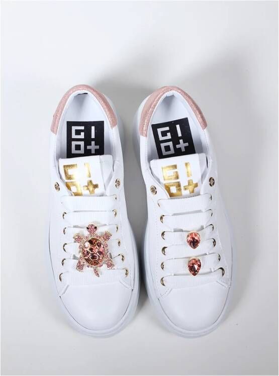 Gio+ Witte leren sneakers met strass