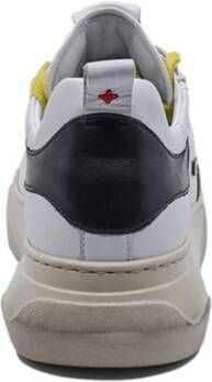 Gio+ Witte leren sneakers met zwarte inzet