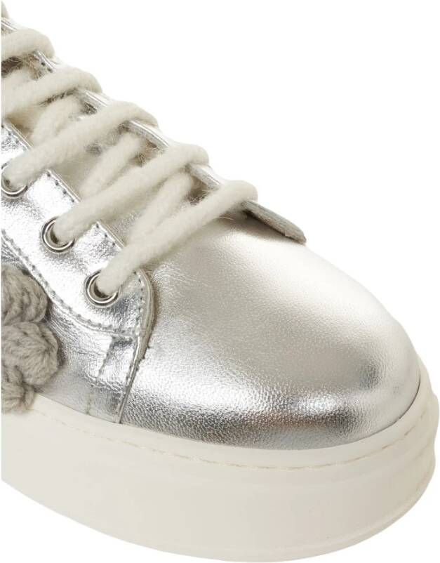 Gio+ Zilveren Bloemen Sneakers voor Vrouwen