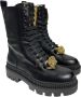 Gio+ Zwarte leren enkellaarzen met gouden detail Black Dames - Thumbnail 3