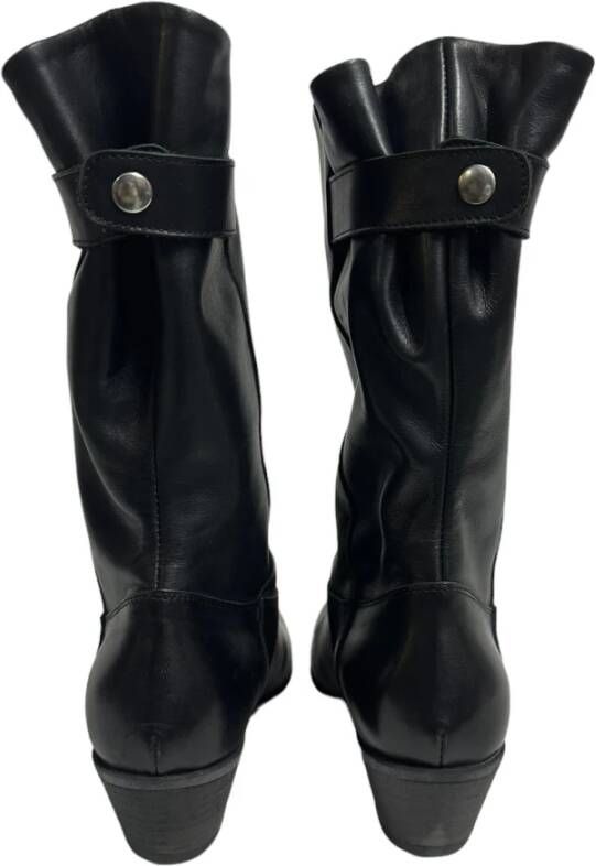 Gio+ Zwarte leren hoge Texaanse laarzen Black Dames