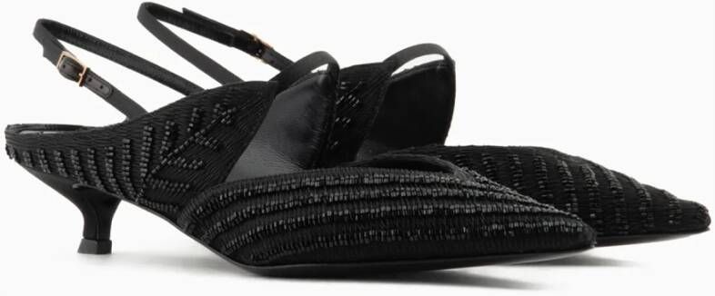 Giorgio Armani Elegante Beaded Slingback Sandalen Black Dames