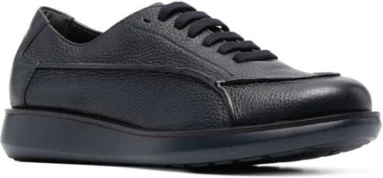 Giorgio Armani Blauwe Leren Casual Lage Hak Sneakers Blue Heren