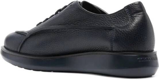 Giorgio Armani Blauwe Leren Casual Lage Hak Sneakers Blue Heren