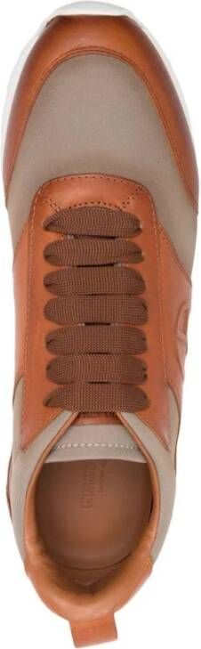 Giorgio Armani Elegante Grijze Leren Sneakers Brown Heren