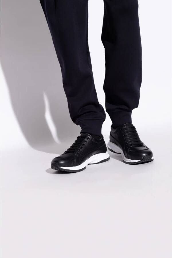 Giorgio Armani Leren sneakers Zwart Heren