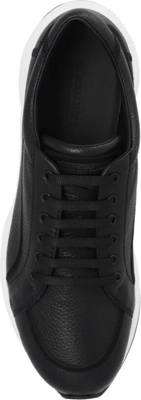 Giorgio Armani Leren sneakers Zwart Heren