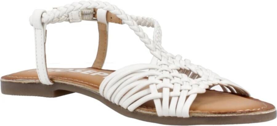 Gioseppo Stijlvolle Platte Sandalen voor Vrouwen White Dames