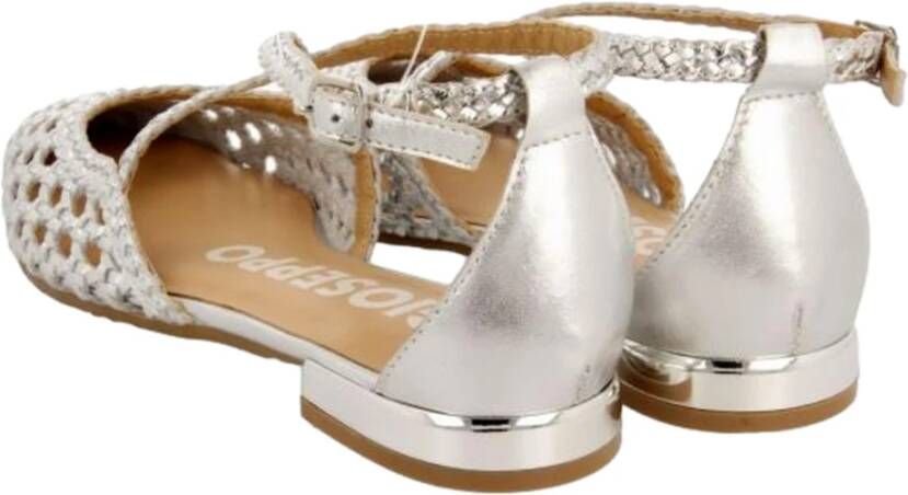Gioseppo Gevlochten Leren Ballet Flats Gray Dames