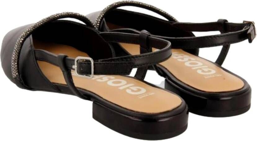 Gioseppo Open-back leren balletschoenen Black Dames