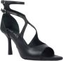 Gisel Moire Zwarte leren hoge hak sandalen Black Dames - Thumbnail 2